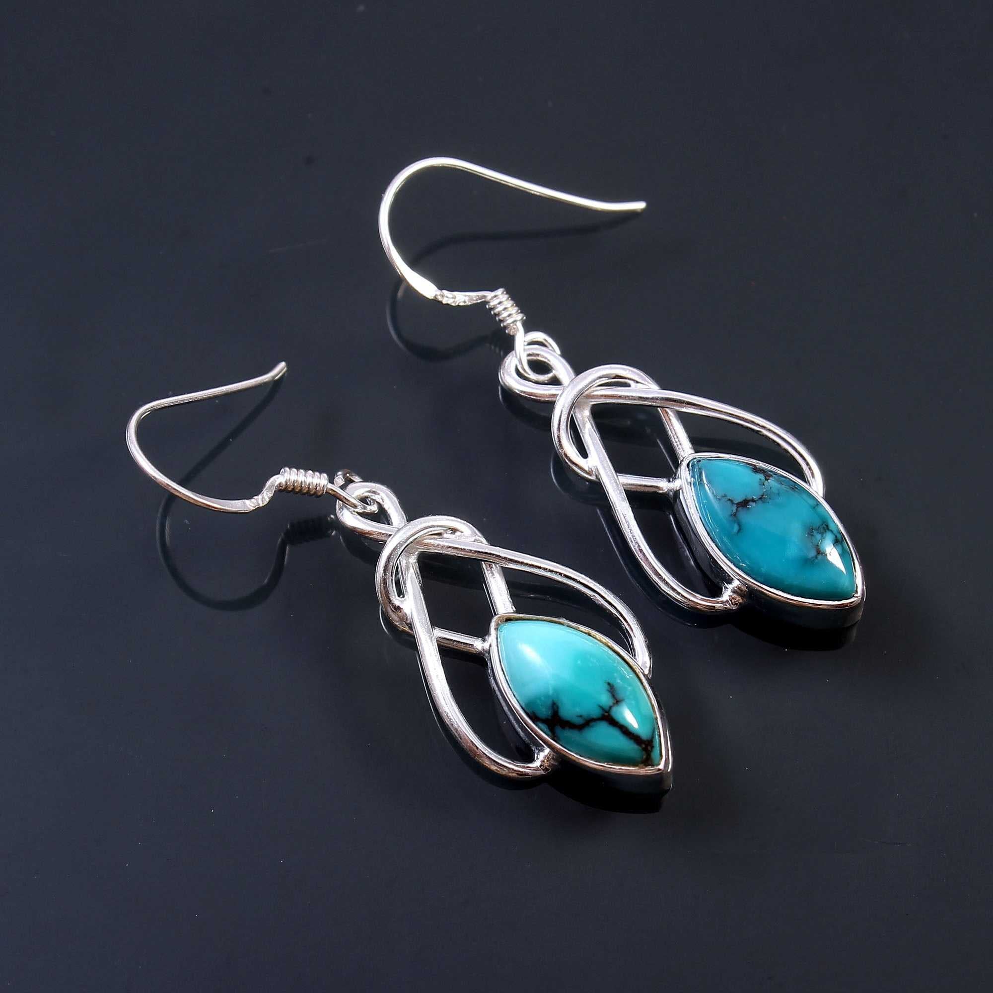 925 Sterling Silver Designer Turquoise Earrings jewelldiro