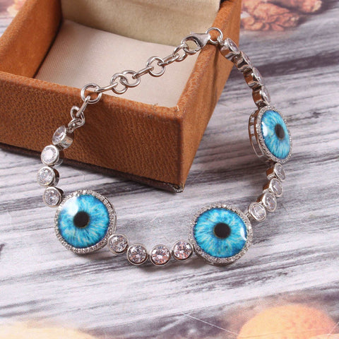 925 Sterling Silver Evil Eye And Cubic Zircon Bracelet jewelldiro