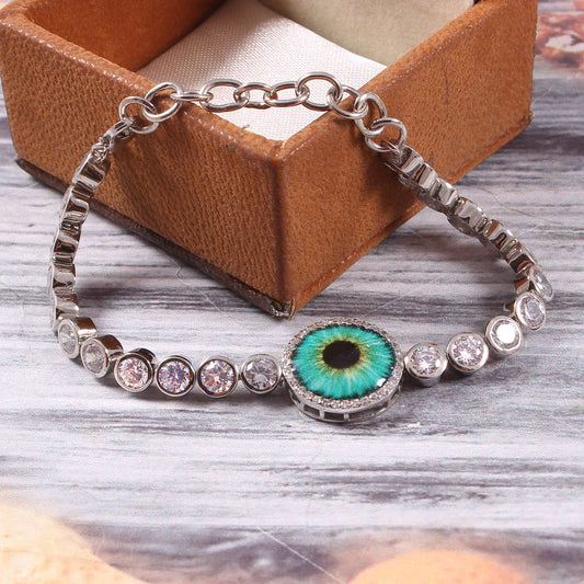 925 Sterling Silver Evil Eye And Cubic Zircon Bracelet jewelldiro