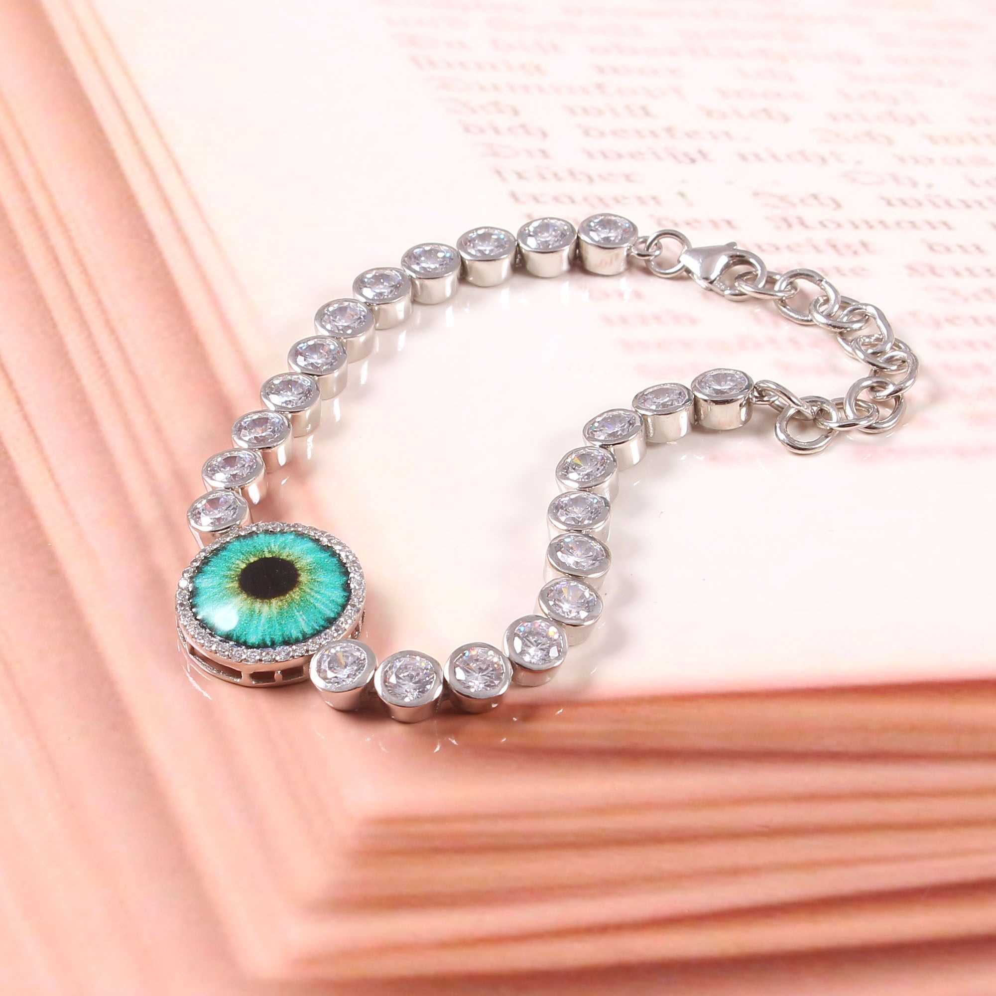 925 Sterling Silver Evil Eye And Cubic Zircon Bracelet jewelldiro