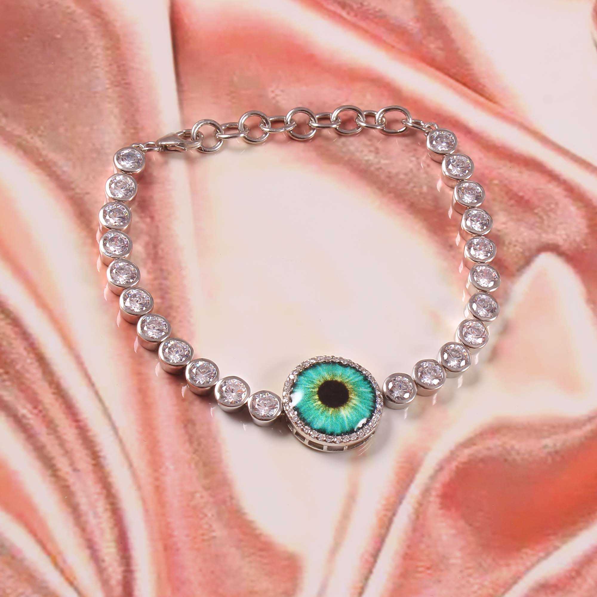 925 Sterling Silver Evil Eye And Cubic Zircon Bracelet jewelldiro