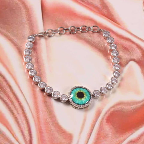 925 Sterling Silver Evil Eye And Cubic Zircon Bracelet jewelldiro