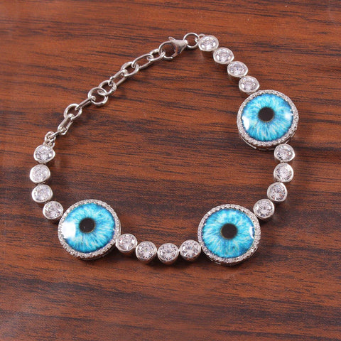 925 Sterling Silver Evil Eye And Cubic Zircon Bracelet jewelldiro