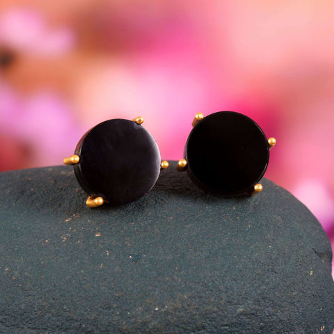 925 Sterling Silver Gold Plated Black Onyx Earring jewelldiro