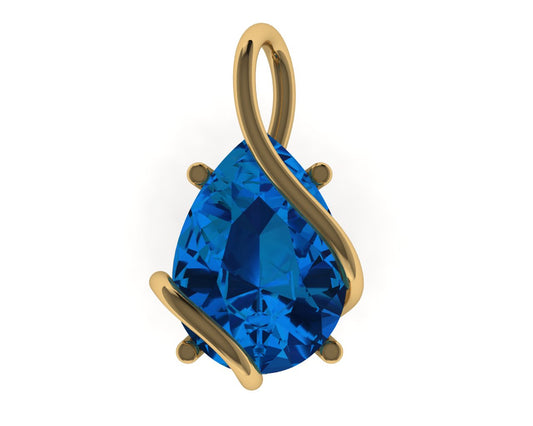 925 Sterling Silver Gold Plated Blue Zircon Pendant jewelldiro