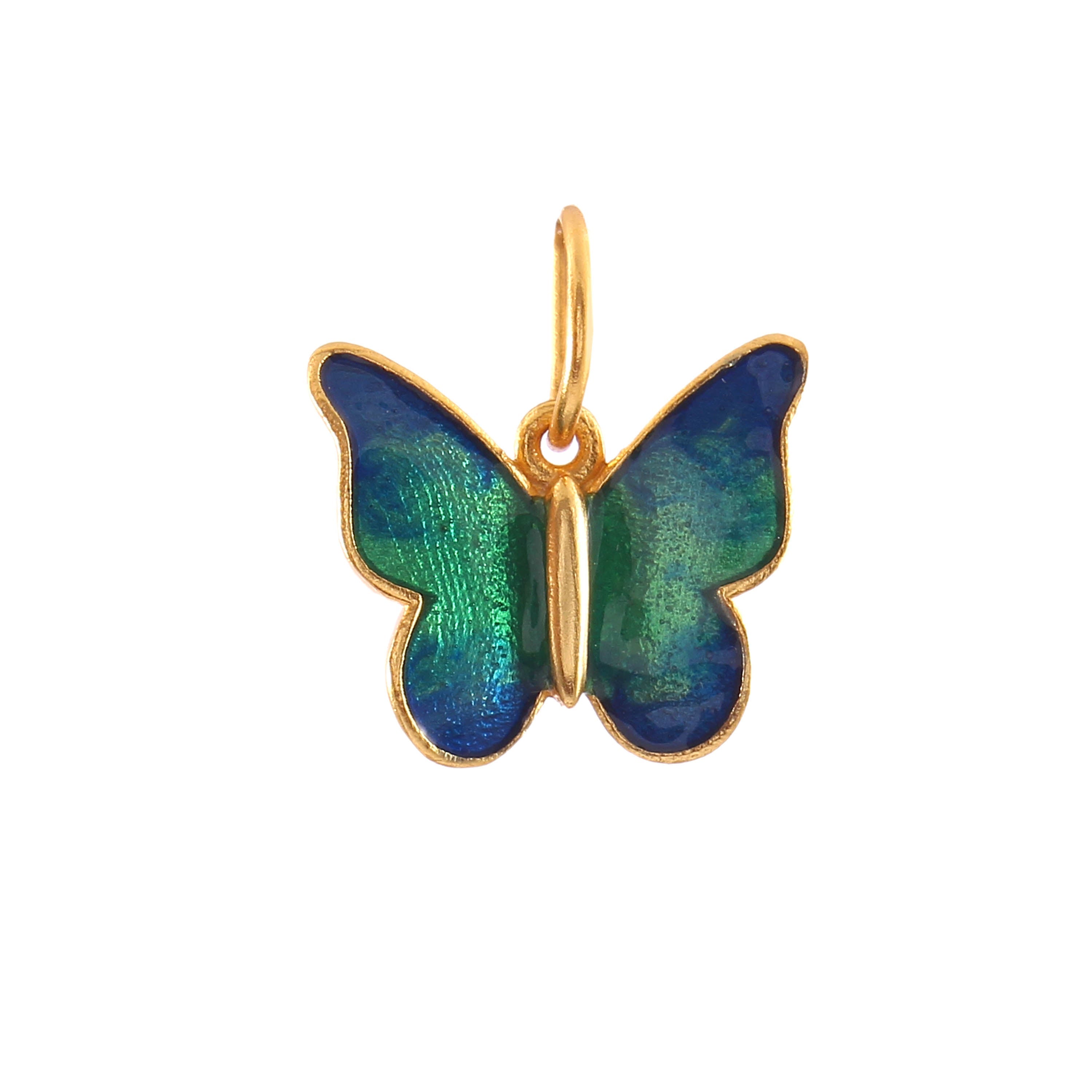 925 Sterling Silver Gold Plated Butterfly Enamel Pendant jewelldiro