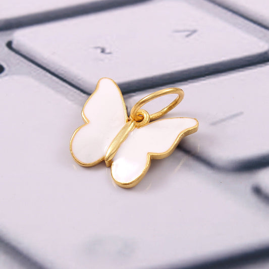 925 Sterling Silver Gold Plated Butterfly Enamel Pendant jewelldiro