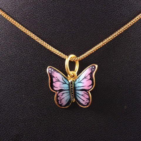 925 Sterling Silver Gold Plated Enamel Butterfly Pendant jewelldiro