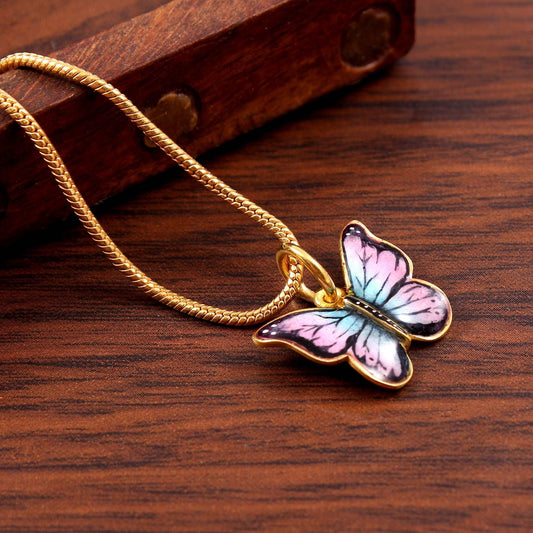 925 Sterling Silver Gold Plated Enamel Butterfly Pendant jewelldiro