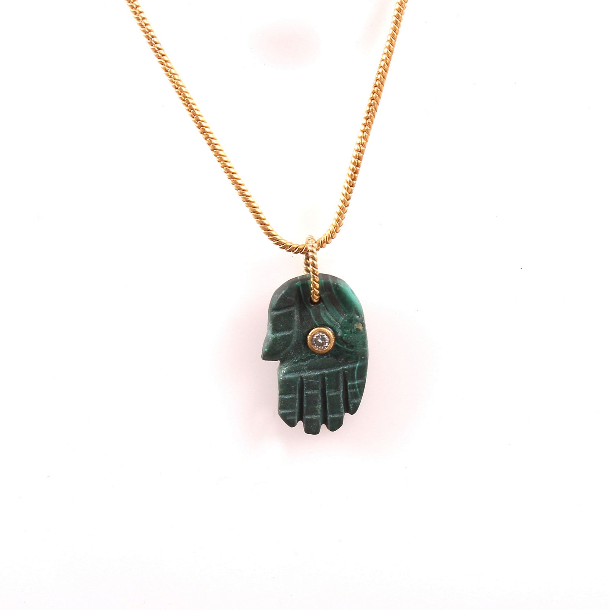 925 Sterling Silver Gold Plated Malachite And Zircon Pendant jewelldiro