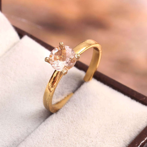 925 Sterling Silver Gold Plated Morganite Ring jewelldiro