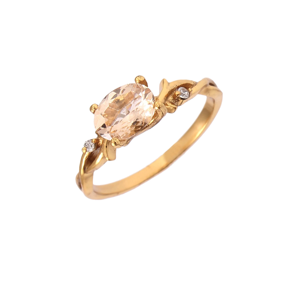 925 Sterling Silver Gold Plated Morganite & Zircon Ring jewelldiro