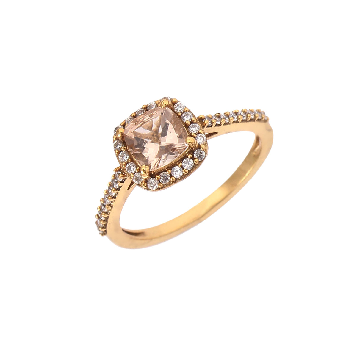 925 Sterling Silver Gold Plated Morganite & Zircon Ring jewelldiro