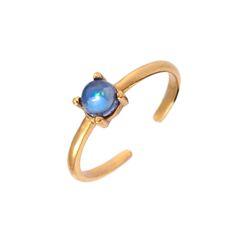 925 Sterling Silver Gold Plated Natural Opal Adjustable Ring jewelldiro