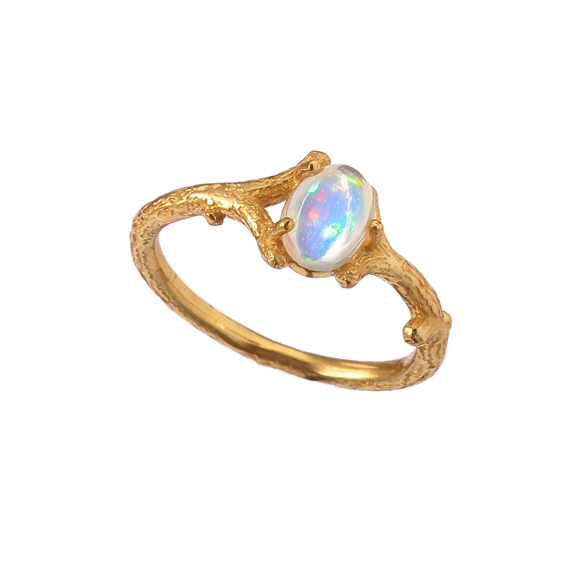 925 Sterling Silver Gold Plated Opal Ring jewelldiro