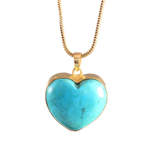 925 Sterling Silver Gold Plated Turquoise Heart Pendant jewelldiro